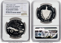 Republic silver Proof "First Voyage of Admiral Cristóbal Colón" 10 Pesos 1990 PR69 Ultra Cameo NGC, Havana mint, KM252.1, Aledon-382. Mintage: 10,000 ...