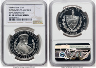 Republic silver Proof "King Ferdinand" 10 Pesos (1 oz) 1990 PR68 Ultra Cameo NGC, Havana mint, KM263, Aledon-409. Discovery of America 500th Anniversa...
