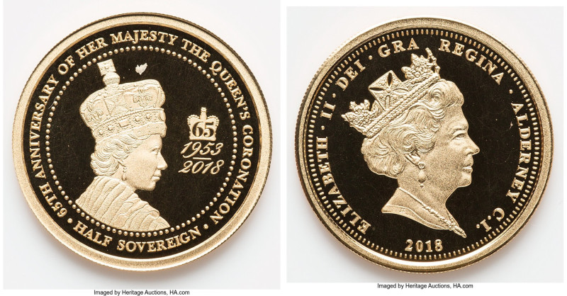 British Dependency. Elizabeth II gold Proof "Coronation - 65th Anniversary" Half...