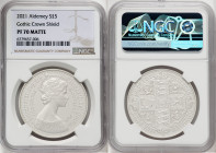 British Dependency. Elizabeth II silver Matte Proof "Gothic Crown - Quartered Arms" 5 Pounds 2021 PR70 NGC, Commonwealth mint, KM-Unl. Mintage: 625. H...
