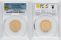 British Administration. Elizabeth II gold Matte Proof "Bonomi Pattern - Minerva" Sovereign 2021 PR70 PCGS, Commonwealth mint, KM-Unl. Mintage: 75. HID...