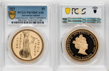 British Administration Elizabeth II gold Proof "Bonomi Pattern - Minerva" 5 Pounds 2021 PR70 Deep Cameo PCGS, Commonwealth mint, KM-Unl. Mintage: 50. ...