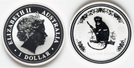 Elizabeth II silver "Year of the Monkey" Dollar (1 oz) 2004 UNC, Perth mint, KM674. Lunar series. HID09801242017 © 2023 Heritage Auctions | All Rights...