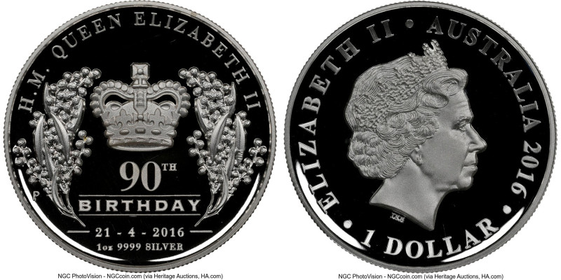 Elizabeth II silver Proof High Relief "90th Birthday" Dollar 2016-P PR69 Ultra C...