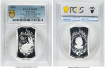 Elizabeth II silver "Year of the Rabbit" Dollar Ingot 2023 MS69 PCGS, Royal Australian mint, KM-Unl. Lunar series. Frosted Ingot. HID09801242017 © 202...