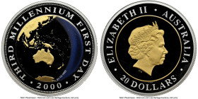 Elizabeth II bi-metallic gold & silver "Third Millennium - First Day" 20 Dollars 2000 PR68 Ultra Cameo NGC, Perth mint, KM519. Millennium. HID09801242...
