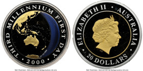 Elizabeth II bi-metallic gold & silver "Third Millennium - First Day" 20 Dollars 2000 PR67 Ultra Cameo NGC, Perth mint, KM519. Millennium. HID09801242...