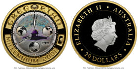 Elizabeth II bi-metallic gold & silver Colorized Proof "Gregorian Millennium" 20 Dollars 2001 PR69 Ultra Cameo NGC, Perth mint, KM595. Gregorian Mille...