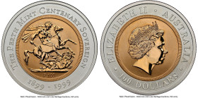 Elizabeth II bi-metallic gold & silver "Perth Mint Centennial Sovereign" 100 Dollars 1999-P MS70 NGC, Perth mint, KM474. Mintage: 977. HID09801242017 ...