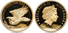 Elizabeth II gold Proof High Relief "Wedge-Tailed Eagle" 200 Dollars 2014-P PR70 Deep Cameo PCGS, Perth mint, KM-Unl. Label signed by John M. Mercanti...