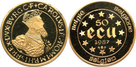Baudouin gold Proof "Treaty of Rome Anniversary" 50 Ecu (1/2 oz) 1987 UNC, KM167. 29.0mm. 17.24gm. HID09801242017 © 2023 Heritage Auctions | All Right...