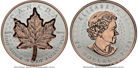 Elizabeth II rose-gilt silver Reverse Proof "Maple Leaf - Super Incuse" 20 Dollars (1 oz) 2022 PR70 NGC, KM-Unl. Sold with original box and COA #6049....