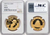People's Republic gold "Panda" 500 Yuan (1 oz) 2020 MS68 NGC, KM-Unl. HID09801242017 © 2023 Heritage Auctions | All Rights Reserved