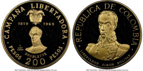 Republic gold Proof "Battle of Boyaca - Carlos Soublette" 200 Pesos 1969-B PR64 Ultra Cameo NGC, Bogota mint, KM239. HID09801242017 © 2023 Heritage Au...