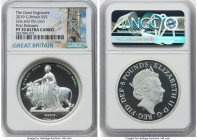 Elizabeth II silver Proof "Una and the Lion" 5 Pounds (2 oz) 2019 PR70 Ultra Cameo NGC, Royal Mint, S-GE1. Limited Edition Presentation Mintage: 3,000...
