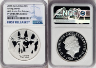 Elizabeth II silver Proof "Rolling Stones" 5 Pounds (2 oz) 2022 PR70 Ultra Cameo NGC, Limited Edition Presentation: 550. First Releases. 60th Annivers...