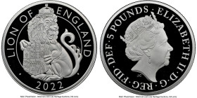 Elizabeth II silver Proof "Tudor Beasts - Lion of England" 5 Pounds 2022 PR70 Ultra Cameo NGC, KM-Unl. Limited Edition Presentation Mintage: 2,000. So...