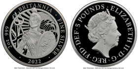 Elizabeth II silver Proof "Britannia" 5 Pounds (2 oz) 2022 PR69 Ultra Cameo NGC, KM-Unl. Limited Edition Presentation Mintage: 750. Sold with original...