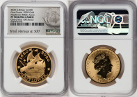Elizabeth II gold Proof "Mayflower 400th Anniversary" 100 Pounds (1 oz) 2020 PR70 Ultra Cameo NGC, KM-Unl. Mintage: 500. One of First 100 Struck. Acco...