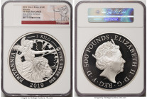 Elizabeth II silver Proof "Britannia" 500 Pounds (Kilo) 2019 PR70 Ultra Cameo NGC, Royal Mint, KM-Unl. Total Mintage: 115. Graded Presentation Mintage...