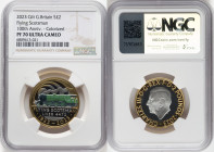 Charles III gilt-silver Colorized Proof "Flying Scotsman Centenary" 2 Pounds 2023 PR70 Ultra Cameo NGC, Mintage: 5,782. Edge Inscription: LIVE FOR THE...