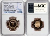 Charles III gold Proof "JRR Tolkien – 50th Anniversary of Death" 2 Pounds 2023 PR70 Ultra Cameo NGC, Mintage: 385. Edge Inscription: NOT ALL THOSE WHO...
