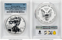 2-Piece Certified "Pride of Two Nations" silver Proof Set PR70 2019 PCGS, 1) Republic silver Enhanced Reverse Proof "Silver Eagle" Dollar PR70, Unites...