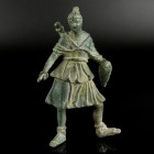 Hellenistic Artemis Statuette
2nd-1st century BCE
Bronze, 107 mm
Massive cast. Wide standing Artemis wearing a short tunic and boots, a quiver to h...