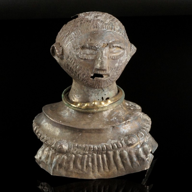 Large Roman Silver Portrait Bust "Tetrach-Bust"
3rd-4th century CE
Silver, 110...