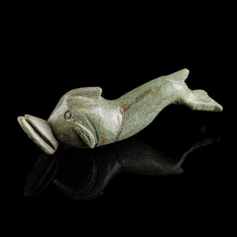 Roman Bronze Dolphin
1st-4th century CE
Bronze, 60 mm
Massive cast.
Very fin...