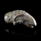 Roman Ram Handle
1st-3rd century CE
Bronze, 54 mm
Hollow casting. Probably the handle of a patera formed as a ram's head.
Excellent condition. 
E...
