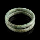 Late Bronze Age Bracelets
10th-8th century BCE
Bronze, 75-77 mm
Massive cast. Decorated by carved lines.
Very fine condition.
Ex. Coll. M.D., acq...