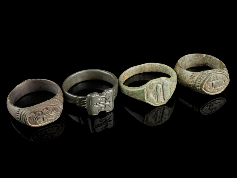 4 Bronze Rings
6th-10th century CE
Bronze, 23-25 mm
Intact and wearable.
Ver...