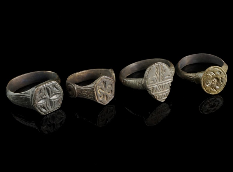 4 Bronze Rings
6th-10th century CE
Bronze, 21-25 mm
Intact and wearable.
Ver...