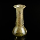 Roman Glass Bottle
1st-4th century CE
Glass, 76 mm
Intact. 
Very fine condition.
Ex. Coll. M.D., acquired at the european art market.