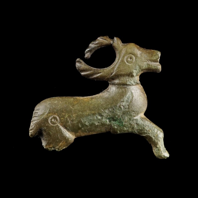 Roman Deer Brooch
2nd-3rd century CE
Bronze, 39 mm

Fine condition. Pin-hold...