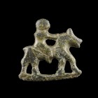Roman Horseman Brooch
2nd-3rd century CE
Bronze, 30 mm

Fine condition. Pin and pin-holder missing.
Ex. Coll. M.W., acquired at the austrian art ...