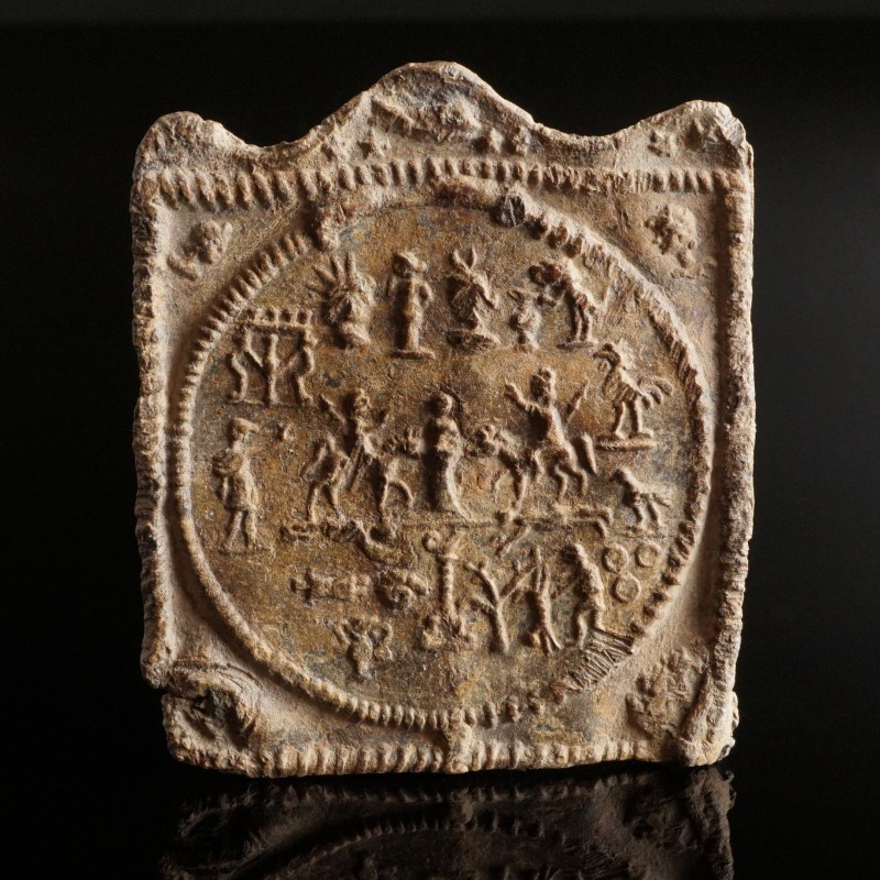 Roman Danubian Rider "Mystery Plaque"
2nd-4th century CE
Lead, 84 mm
Scene wi...