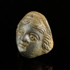Roman Face Mount
1st-3rd century CE
Bronze, 28 mm
Expressional young face.
Excellent condition.
Ex. Coll. M.C., acquired at the european art mark...