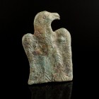 Roman Eagle Plaque
2nd-3rd century CE
Bronze, 49 mm

Very fine condition.
Ex. Coll. M.W., acquired at the austrian art market.