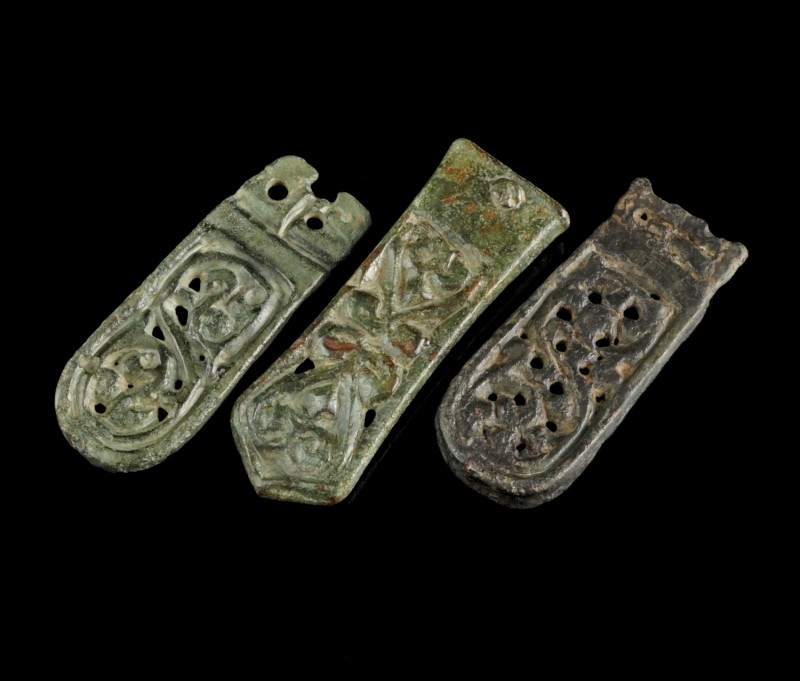 Avar Strap Ends
8th century CE
Bronze, 40-44 mm
3 ornamented strap-ends.
Ver...