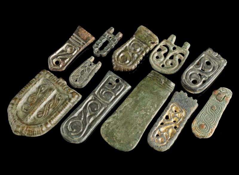 Avar/Byzantine Belt Mounts
8th-12th century CE
Bronze, 20-47 mm
11 ornamented...