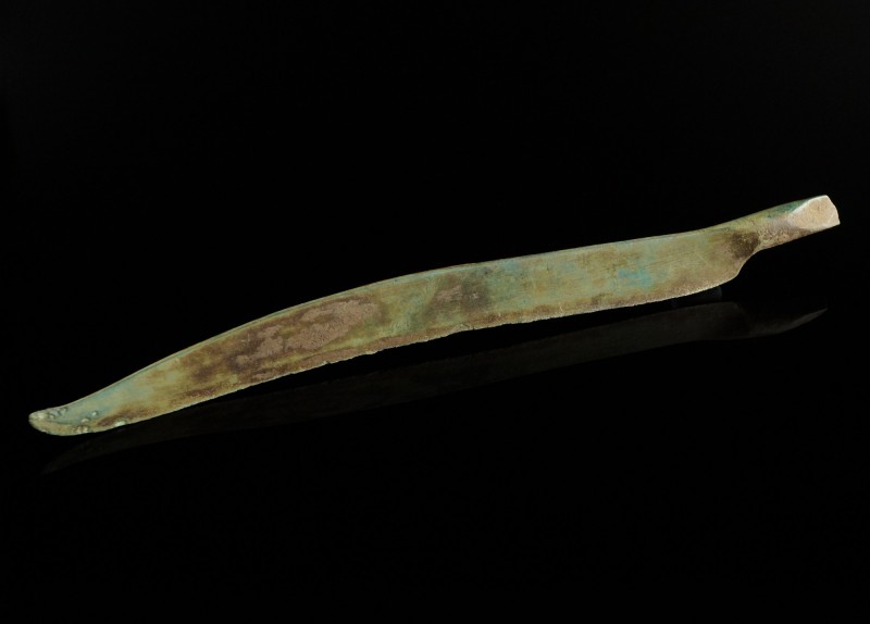Bronze Age Knife
12th-8th century BCE
Bronze, 129 mm
Fine carved decoration....