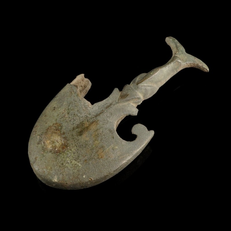 Roman Bronze Scabbard
1st-4th century CE
Bronze, 55 mm
Dolphin on top.
Fine ...