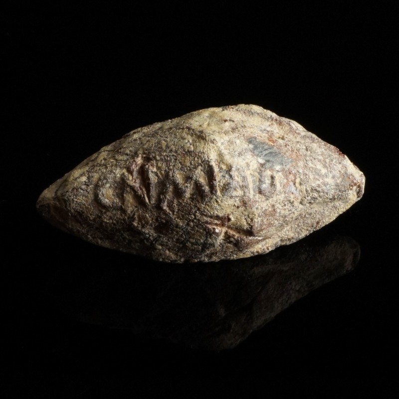 Inscribed Sling Bullet
1st century BCE
Lead, 54 mm
CN MAG (Pompeius Magnus)
...