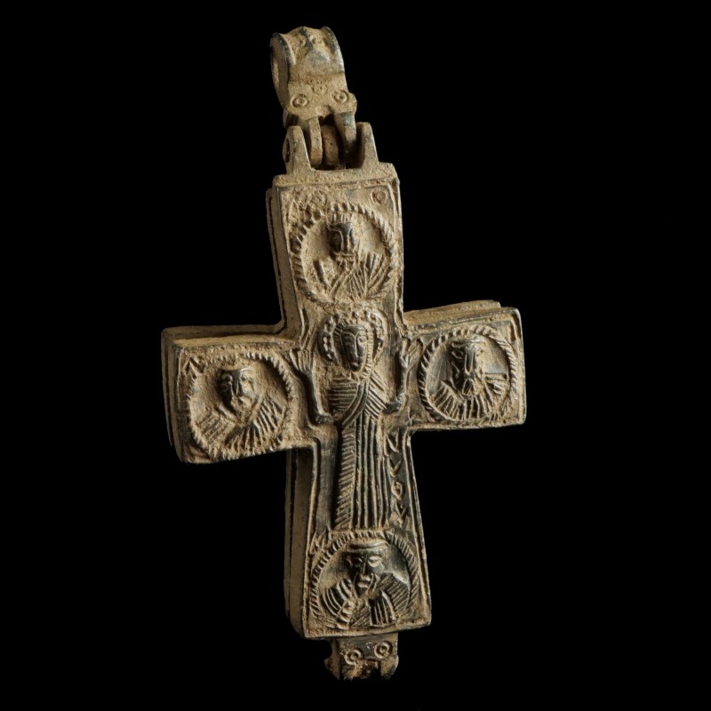 Large Byzantine Reliquary Bronze Cross/Encolpion
10th-12th century CE
Bronze, ...