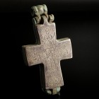 Large Byzantine Reliquary Silver Cross/Encolpion
10th-12th century CE
Silver-Alloy, 101 mm
Intact and closed two-sided encolpion, richly engraved. ...