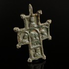 Late Byzantine Cross Pendant
15th century CE
Bronze, 52 mm
Intact and wearable. Showing Saints and Christ.
Very fine condition.
Ex. Coll. M.D., a...
