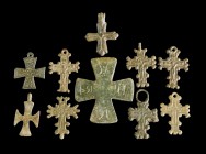 Lot of 10 Crosses
Byzatine-Early Modern Age 
Bronze/Copper-Alloy, 26-45 mm

Very fine condition. 
Ex. Coll. M.D., acquired at the european art ma...