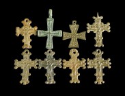 Lot of 8 Crosses
Byzatine-Early Modern Age 
Bronze/Copper-Alloy, 25-37 mm

Very fine condition. 
Ex. Coll. M.D., acquired at the european art mar...